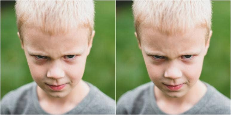 defiant kids mirrored image of angry-looking child