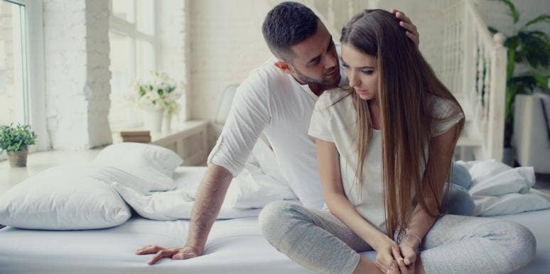 depression in an unhappy marriage man comforting sad woman