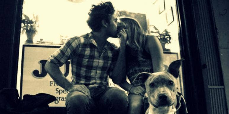 couple with dog couple with dog