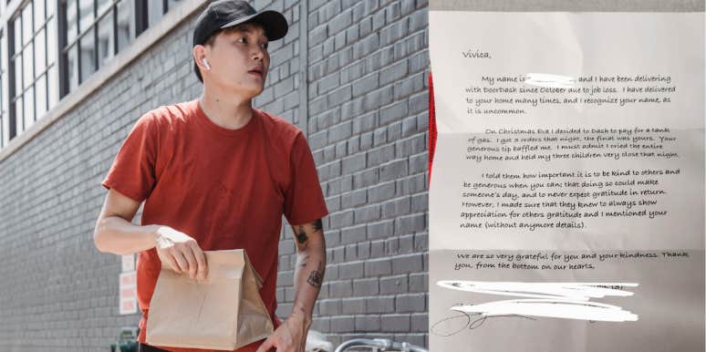 DoorDash Driver Leaves Note For Customer After Their Tip Made Him Cry Delivery driver, DoorDash driver note