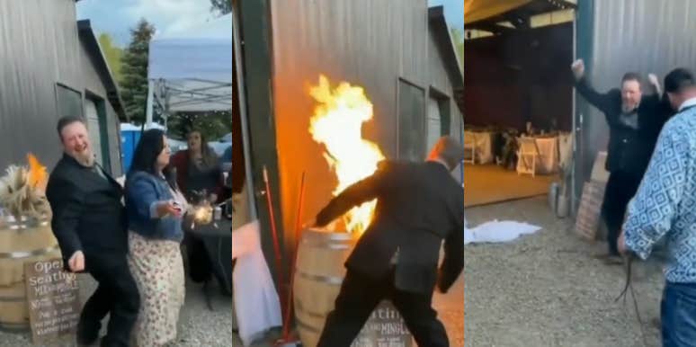 Viral Video Of Drunk Man Dancing While Setting Fire To The Wedding Venue man keeps dancing after setting fire to wedding venue