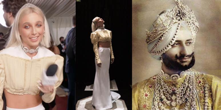 Emma Chamberlain Criticized For Wearing 'Stolen' Choker To Met Gala Emma Chamberlain and Maharaja Yadavindra Singh