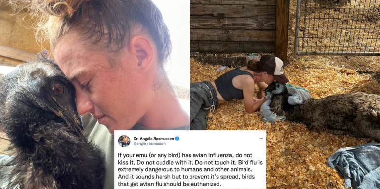 Bird Experts Encourage Owner To Euthanize Sick Emu After Kissing Him In Videos Woman kissing sick emu
