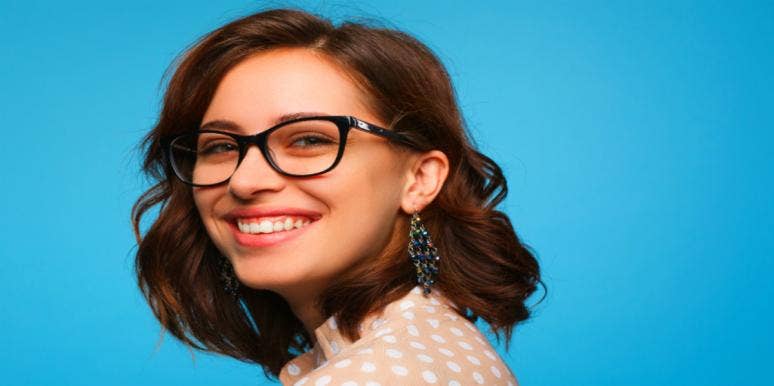 happy woman with glasses