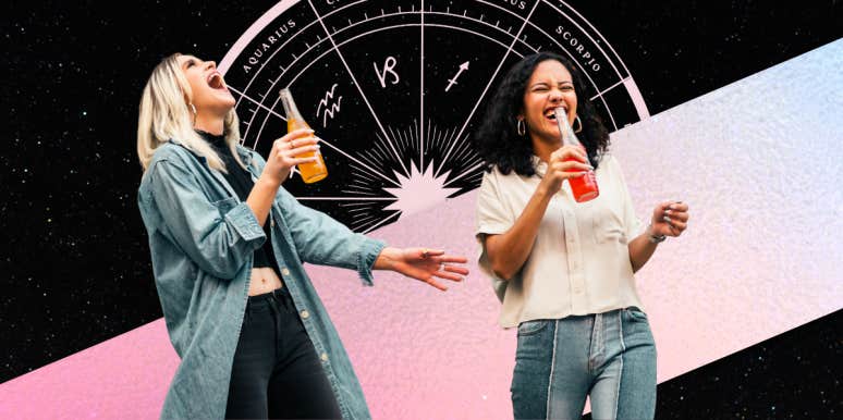 5 Extroverted Zodiac Signs That Are The Most Outgoing friends laughing, zodiac wheel