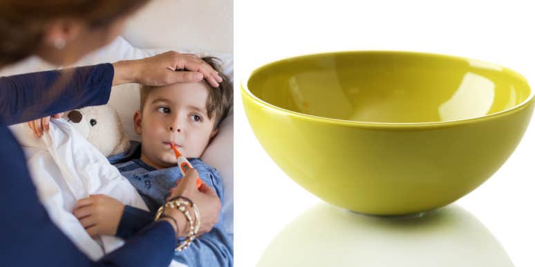 Sick child, bowl