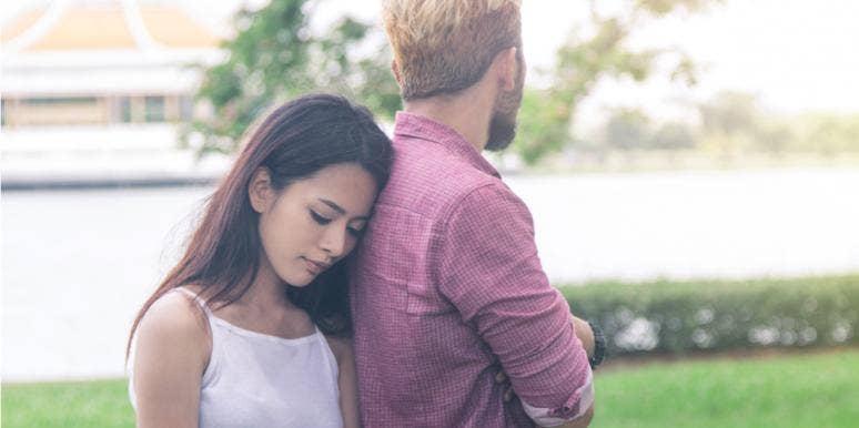 You Have To Keep Breaking Your Heart Until It Opens sad woman leaning on man