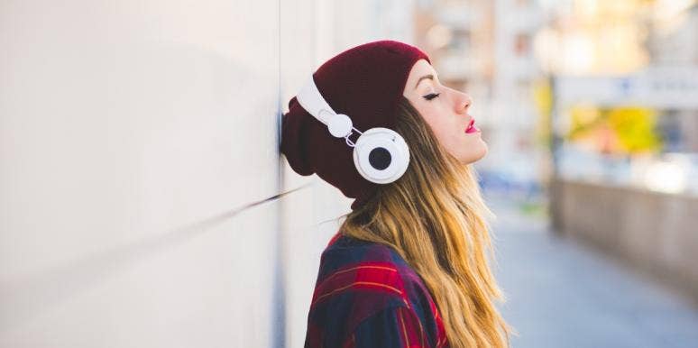 relaxed woman with headphones