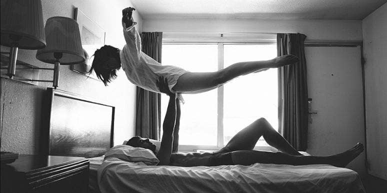 couple in bed flying couple in bed flying