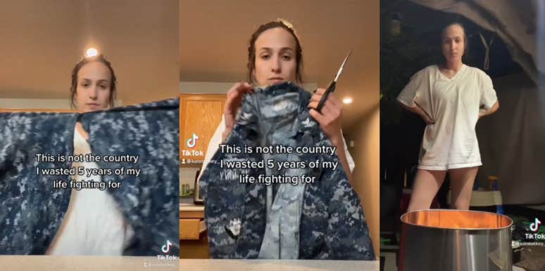 Marine Shares Video Of Herself Destroying Uniform In Protest Against Roe Overturning Navy Veteran