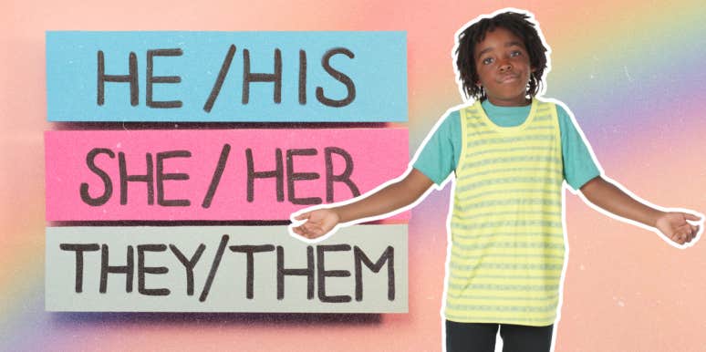 Young boy shrugging gender fluidity 