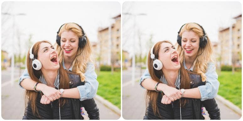 Getting In Touch With Your Heart Chakra woman with headphones giving piggyback ride to another woman