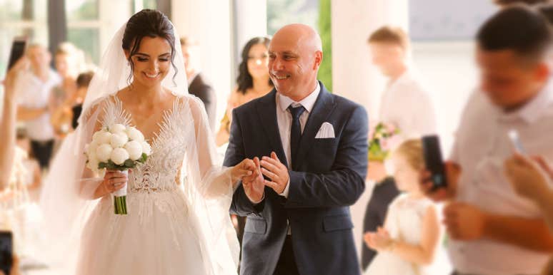Bride Upset After Groom Doesn’t Allow Her Dad To Walk Her Down The Aisle At Wedding Bride and her dad walking down the aisle