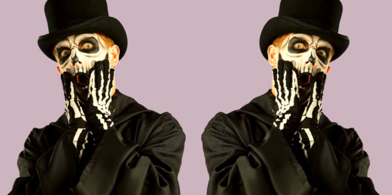 53 Best Halloween Trivia Questions And Answers man dressed for Halloween shocked by fun trivia questions and answers