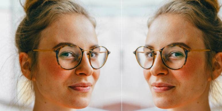woman smiling wearing glasses woman smiling wearing glasses