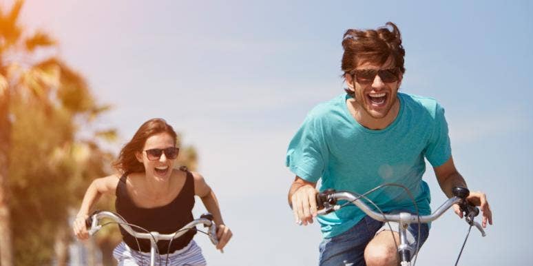 how to be happy and healthy man and woman riding bikes