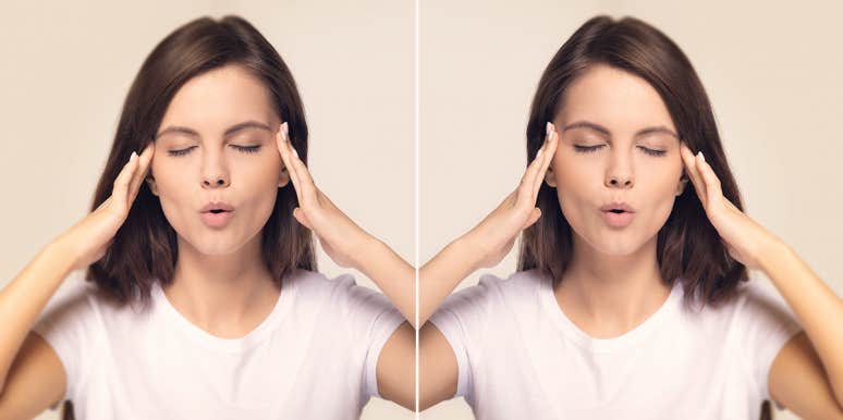 How To Instantly Calm Relationship Anxiety (So You Can Relax & Find Love) woman trying to clam down