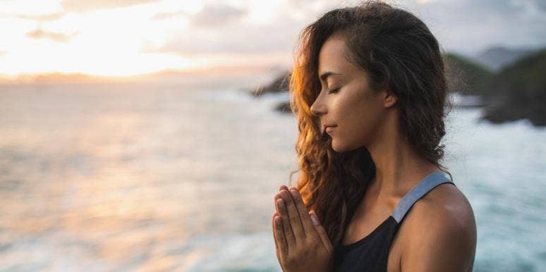 woman opening heart chakra woman opening heart chakra
