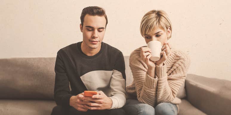 How To Tell If Your Husband Is Gay man texting beside a woman