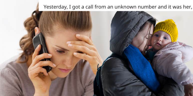Husband Kicks Out Wife's Sister And Lies About It Woman on phone, woman with baby
