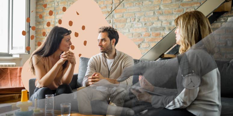 Couple speaking with therapist being open
