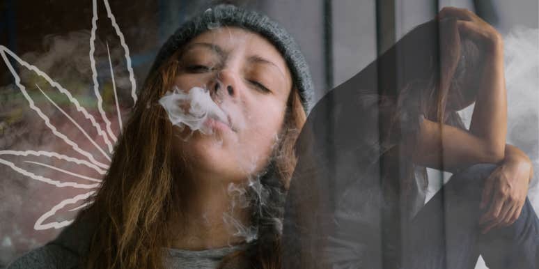 Woman smoking weed