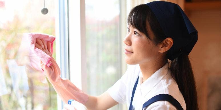 The Japanese Art of Making Boring Tasks Better woman cleaning