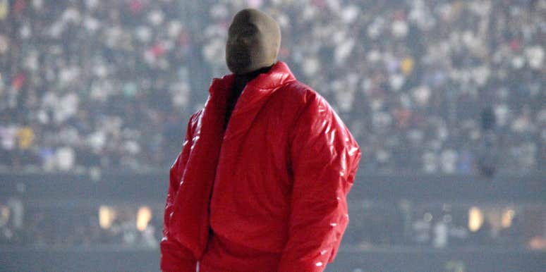 Why Is Kanye West Wearing A Mask? Meaning Of His Face Covering & Room At Mercedes Benz Stadium Kanye West wearing Donda mask