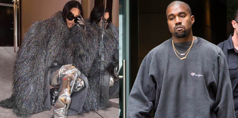 Has Kim Kardashian Been Stirring Drama With Kanye West On Purpose? Kim Kardashian tinsel coat and Kanye West
