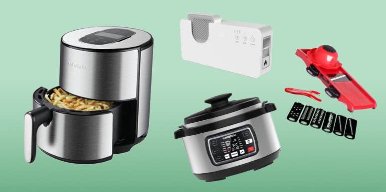 air fryer, pressure cooker, vegetable slicer, cleaning tool