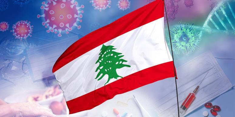 Lebanese flag and Covid-19 Lebanese flag and Covid-19