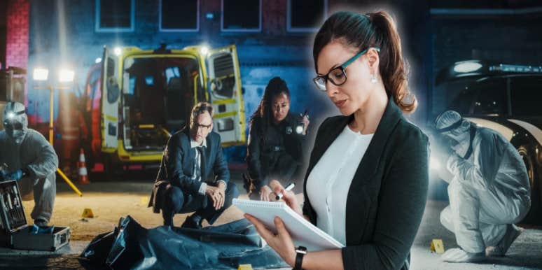woman at crime scene