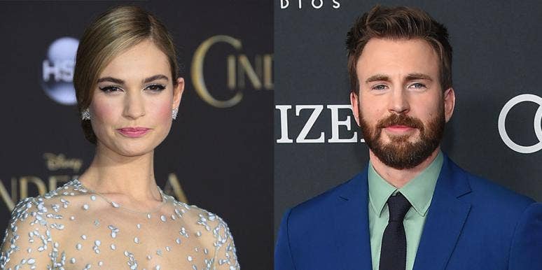Lily James and Chris Evans