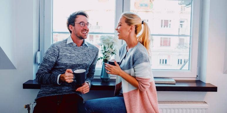 living apart together happy couple talking
