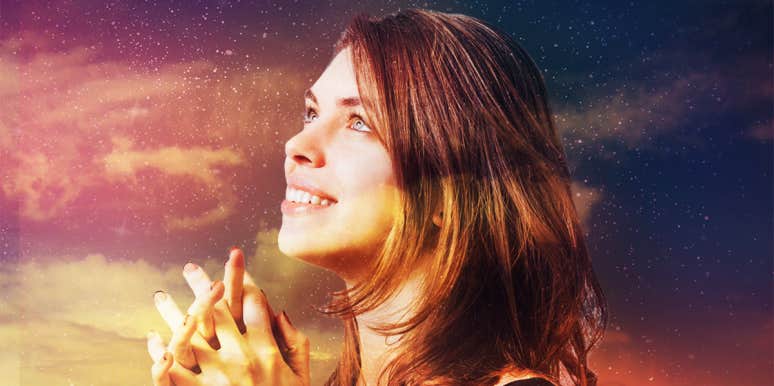 The Louise Hay Positive Affirmation That Stops Negative Thoughts woman smiling looking up