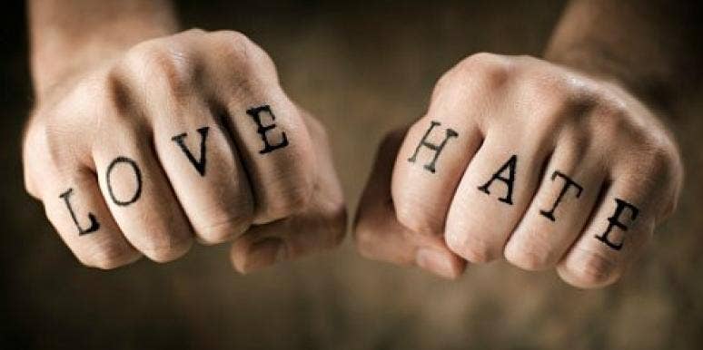 Is it love or hate? Sometimes it's hard to tell. love hate fists
