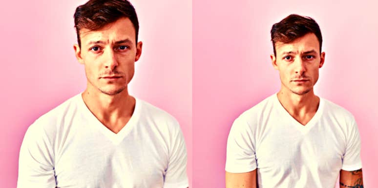 man standing in front of pink background looking depressed and worried