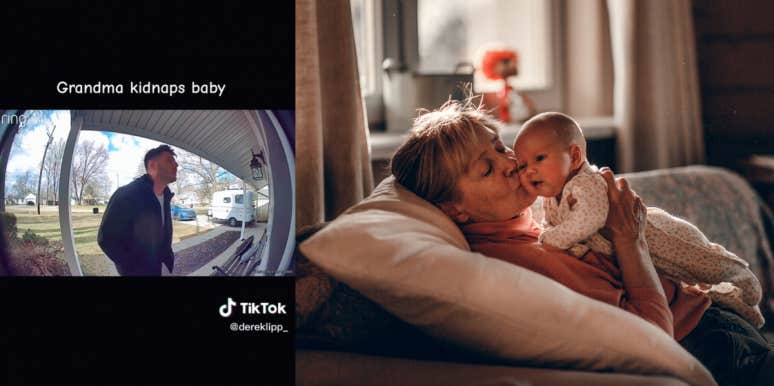 Man Demands His Mom Return His Baby After She Refuses To Give Her Back Man on Ring camera, grandma with baby