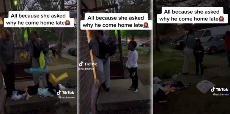 Man Throws His Wife & Small Children Out After She Questions Him About Being Out Late Man kicking out wife and kids TikTok