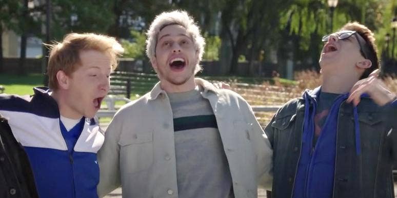 What SNL's 'Man Park' Got Right About Male Loneliness & Friendship pete davidson and two SNL actors in Man Park, a skit about male loneliness