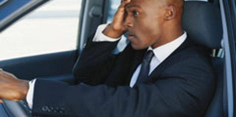 man stressed in the car