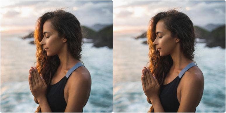 13 Mantras And How To Use Them For Mantra Meditation woman on beach meditating