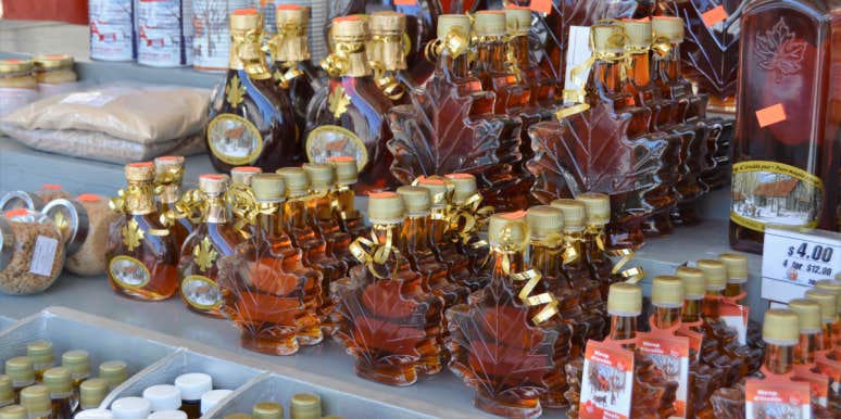 Maple syrup bottles in Canada