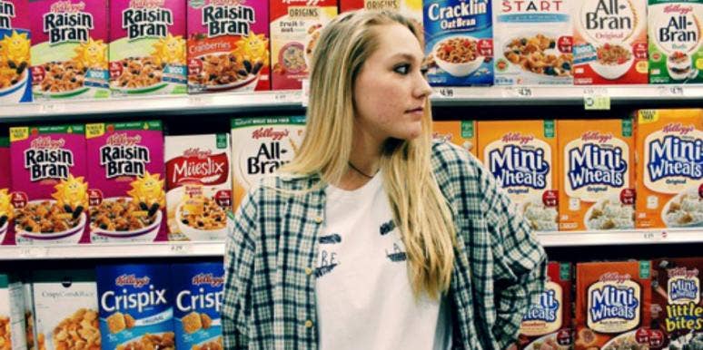 girl in cereal aisle girl in cereal aisle
