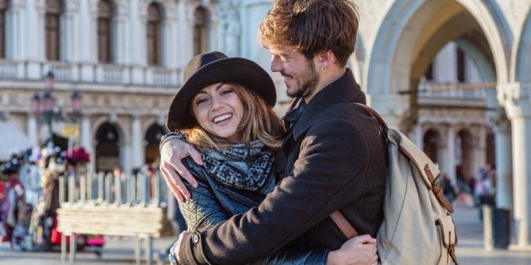 marriage-minded dating happy man and woman hugging