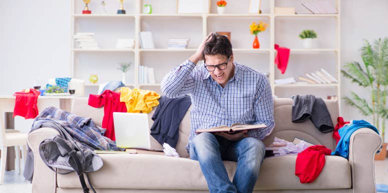 Man Tells Stay-At-Home Wife It's Embarrassing That His Friends Saw His Home A Mess Man in a messy room
