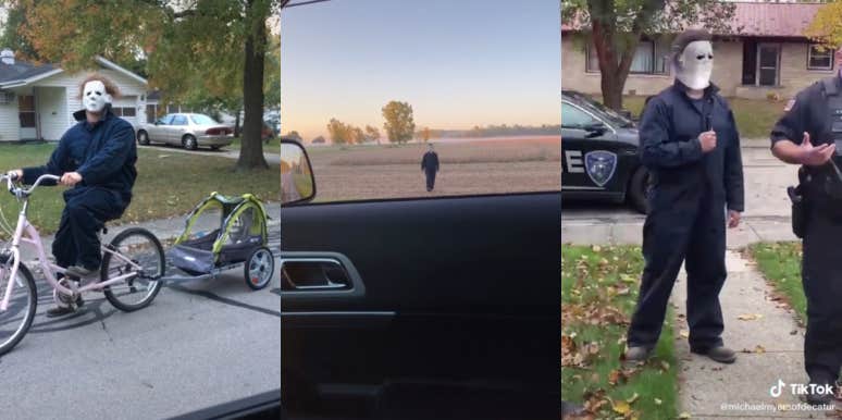 Woman Goes Viral For Videos Of Husband Dressed Up As Michael Myers Pranking Cops And Neighborhood Michael Myers of Decatur, Indiana