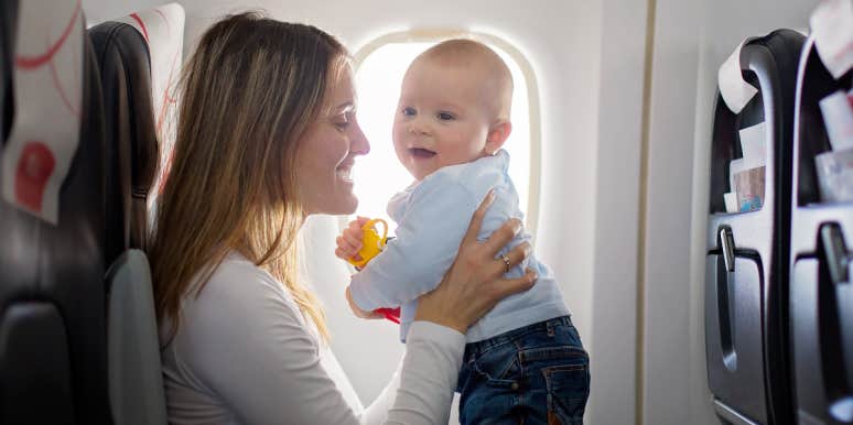 Mom and baby on plane