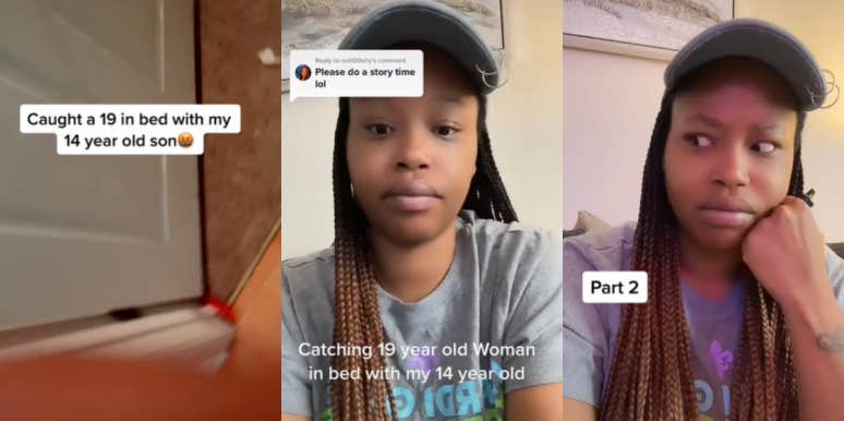 TikToker Catches Her 14-Year-Old Son In Bed With 19-Year-Old Woman mother catches 14-year-old son and 19-year-old woman in bed