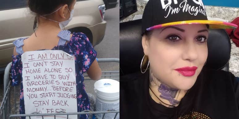 Single Mom Makes Daughter Wear Sign On Her Back At Grocery Store To Shut Down Any Backlash MaryAnn Fausey Resendez, Bella Rose